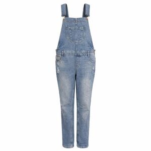 ZARA TRF Distressed Denim Overalls Boyfriend Fit Baggy 90s Y2K Vintage Wash M